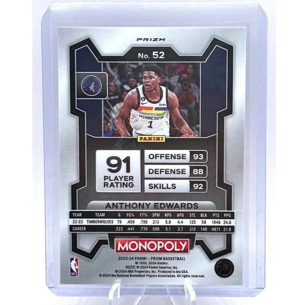 Anthony Edwards Purple Wave 2023 Panini Prizm Monopoly #52 NBA Timberwolves
